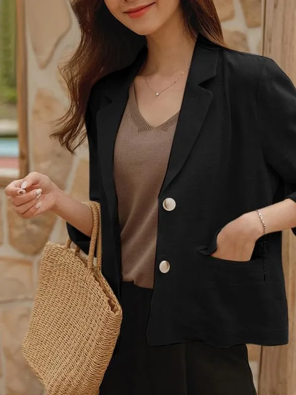 Women Work OL Blazer Full Sleeve Lapel Cotton Jackets