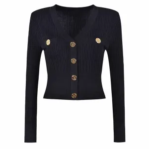 Women's Crop Cardigan V-Neck Knitted Top