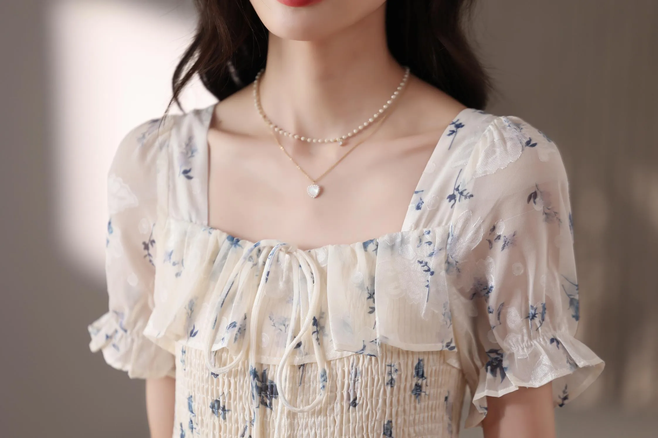 Women's Elastic-Waisted Floral Tea Tea Dress for Summer Fun