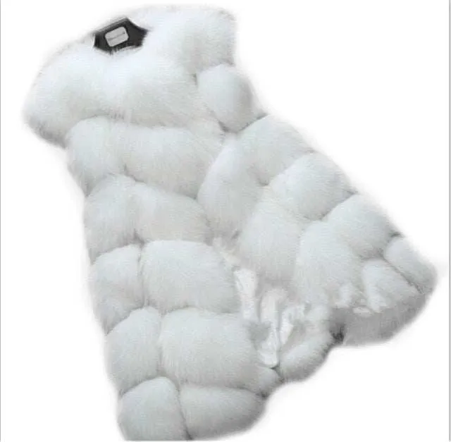 Women's faux fur vest coats Warm Fox Fur Silver Women Coat