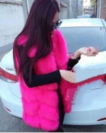 Women's faux fur vest coats Warm Fox Fur Silver Women Coat