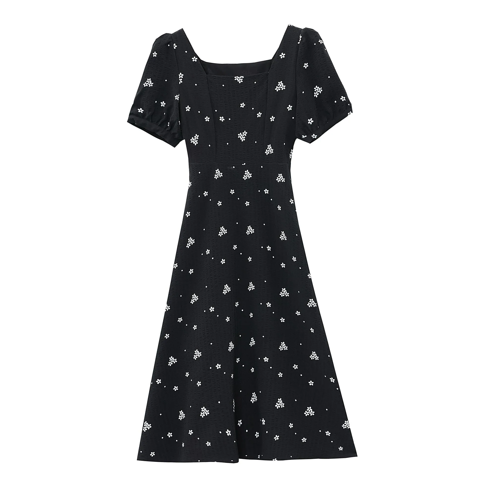 Women's Flattering Dress in Floral Print with French Charm