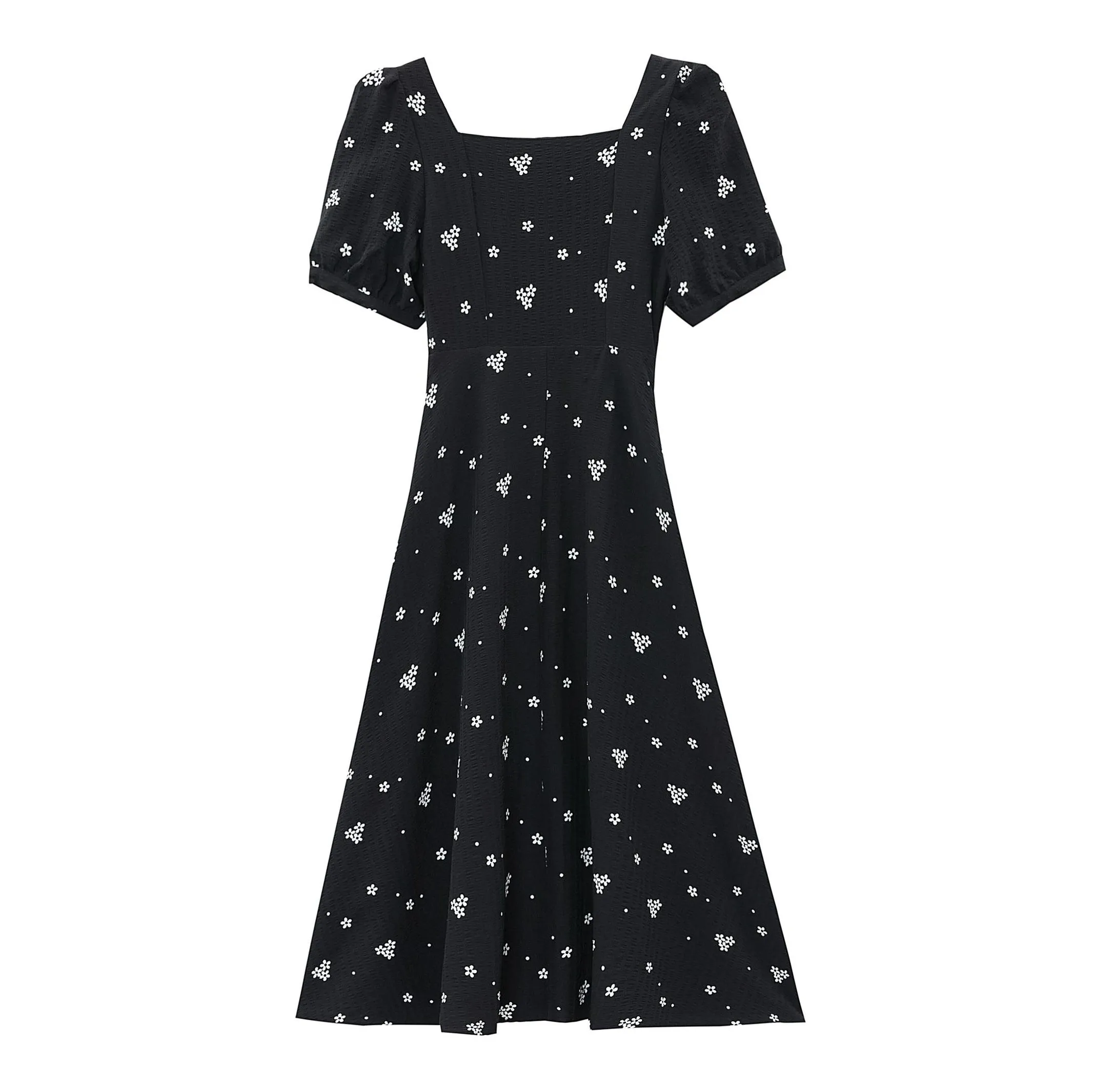 Women's Flattering Dress in Floral Print with French Charm