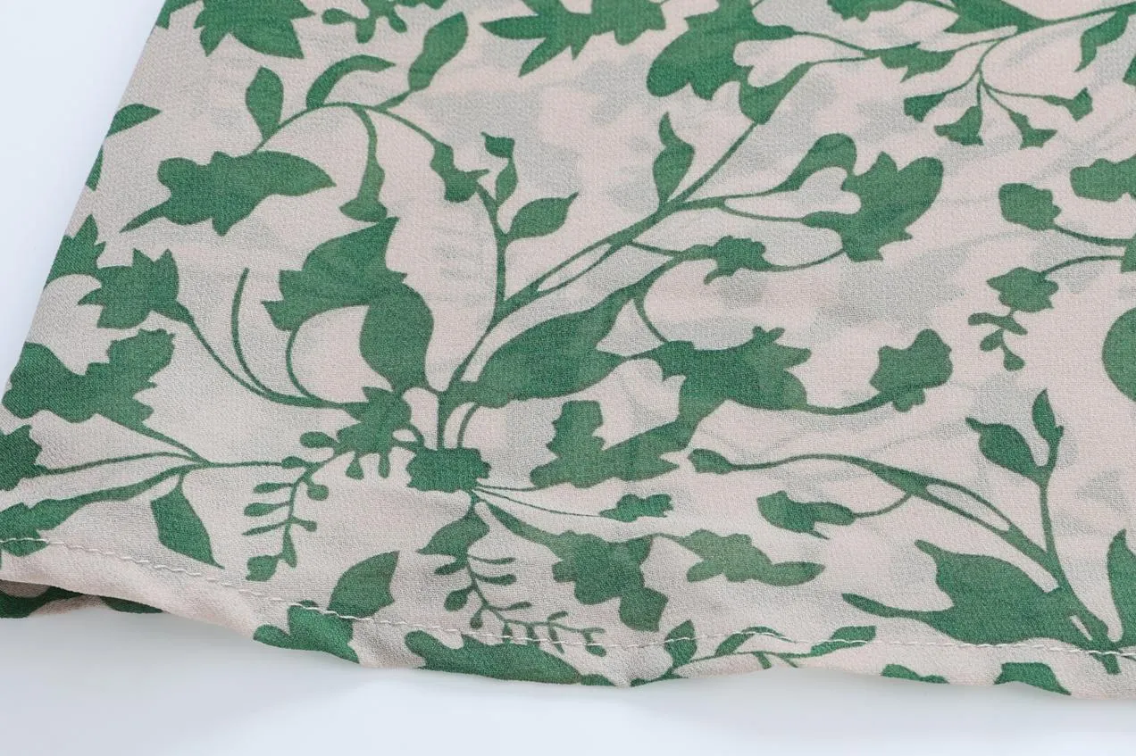 Women's Knee-length Tea Dress with Floral Print and Tie Detail