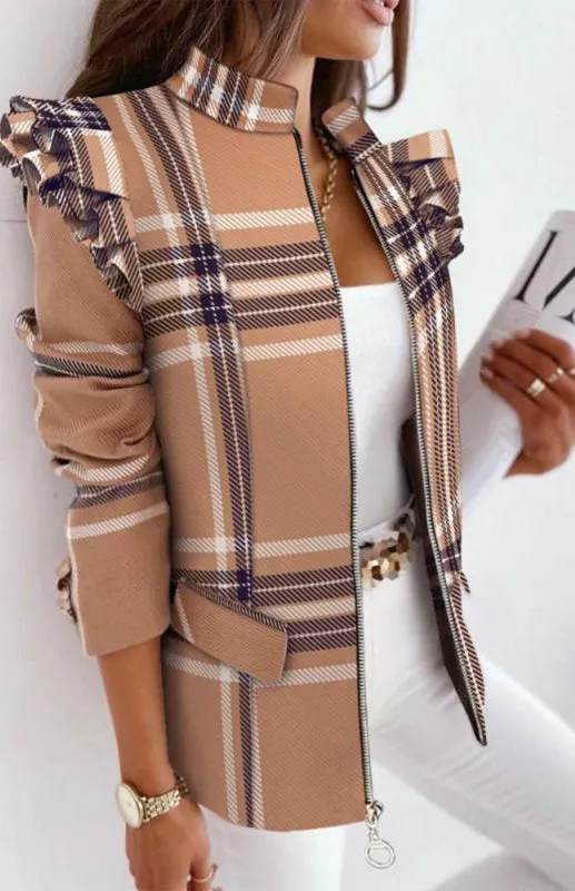 Women's Long Sleeve Printed Suit Coat