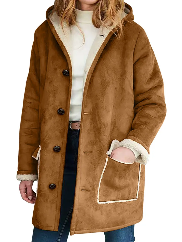 Women's Vintage Mid-length Fleece Lined Hooded Coats
