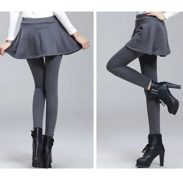 Women's Winter Cotton Pleated Tights Stretch Warm Long Pants Ladies Tight Leggings