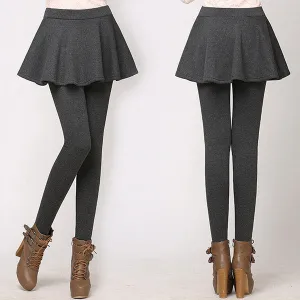 Women's Winter Cotton Pleated Tights Stretch Warm Long Pants Ladies Tight Leggings