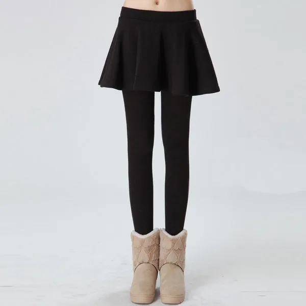 Women's Winter Cotton Pleated Tights Stretch Warm Long Pants Ladies Tight Leggings