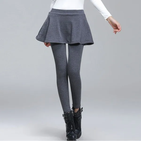 Women's Winter Cotton Pleated Tights Stretch Warm Long Pants Ladies Tight Leggings