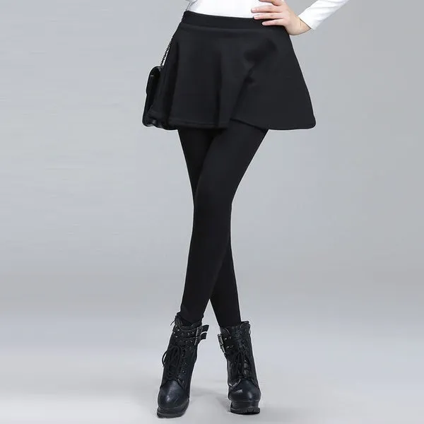 Women's Winter Cotton Pleated Tights Stretch Warm Long Pants Ladies Tight Leggings