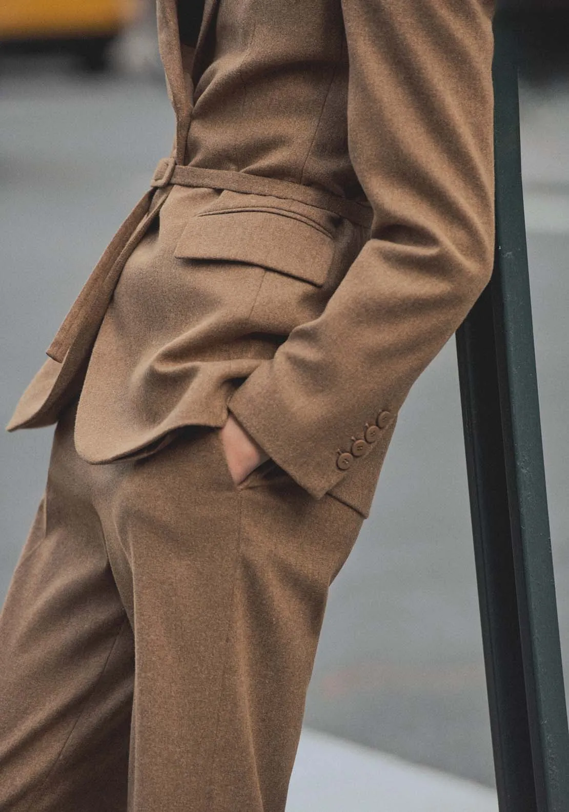 Wool-blend suit jacket - Medium Brown