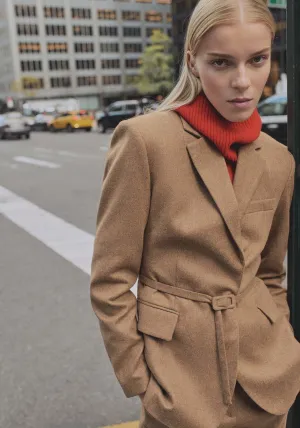 Wool-blend suit jacket - Medium Brown