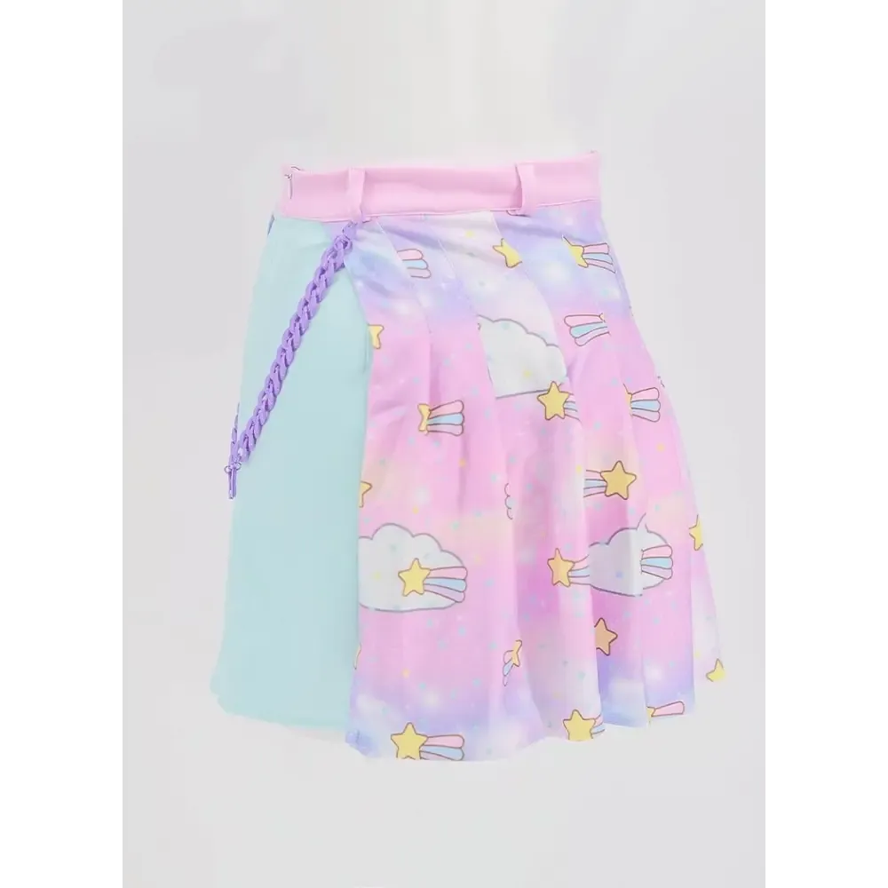 Y2K Pleated Side Split Shorts with Removable Chain and Zipper Closure