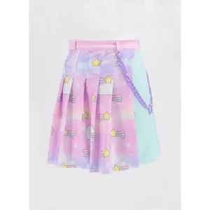 Y2K Pleated Side Split Shorts with Removable Chain and Zipper Closure