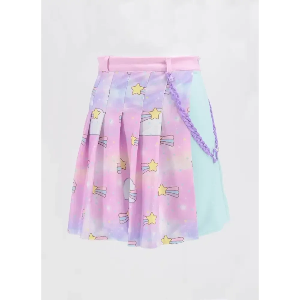 Y2K Pleated Side Split Shorts with Removable Chain and Zipper Closure