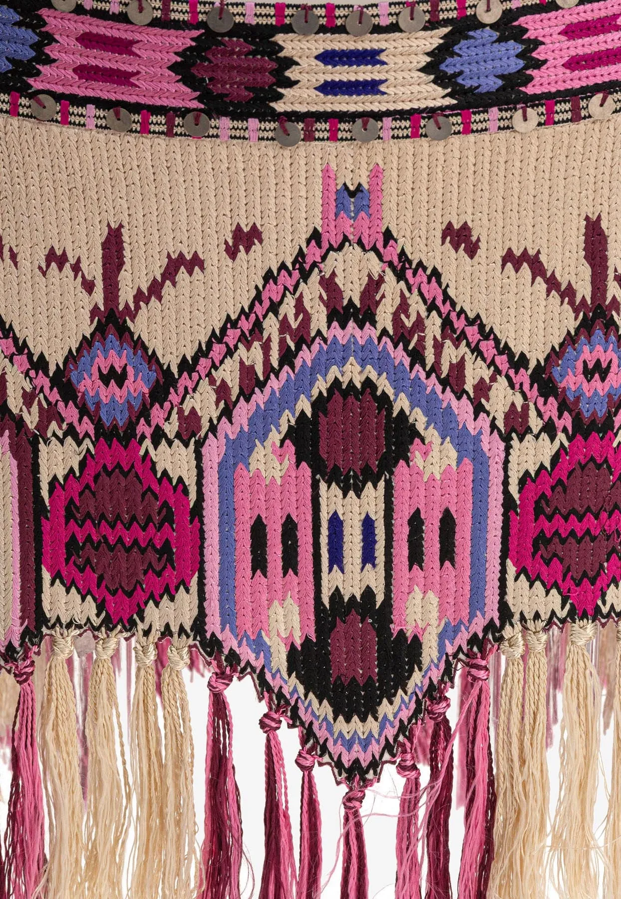 Yolana Embroidered Fringed Mini Skirt